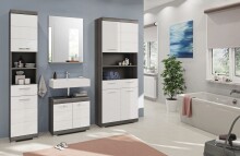 Badezimmer-Set >Scout< in Rauchsilber/Weiß hochglanz - 186x191x34cm (BxHxT)