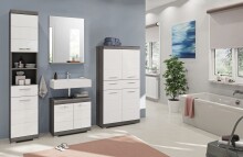 Badezimmer-Set >Scout< in Rauchsilber/Weiß hochglanz - 186x191x34cm (BxHxT)