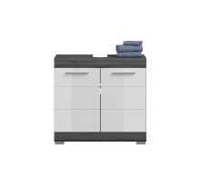 Badezimmer-Set >Scout< in Rauchsilber/Weiß hochglanz - 60x191x34cm (BxHxT)