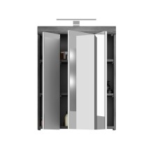 Badezimmer-Set >Scout< in Rauchsilber/Weiß hochglanz - 60x191x34cm (BxHxT)