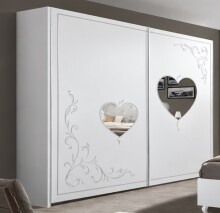Schlafzimmer-Set >Salvina< in weiss - Kleiderschrank 243x230x57cm + Bett 206x130x205cm (BxHxT)