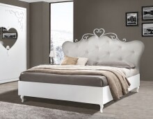 Schlafzimmer-Set >Salvina< in weiss - Kleiderschrank 243x230x57cm + Bett 206x130x205cm (BxHxT)