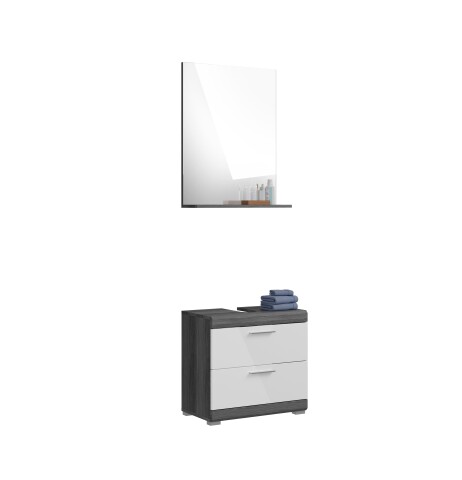 Badezimmer-Set >Scout< in Rauchsilber/Weiß hochglanz - 60x191x34cm (BxHxT)