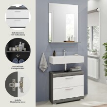 Badezimmer-Set >Scout< in Rauchsilber/Weiß hochglanz - 60x191x34cm (BxHxT)