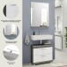 Badezimmer-Set >Scout< in Rauchsilber/Weiß hochglanz - 60x191x34cm (BxHxT)