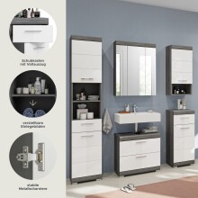 Badezimmer-Set >Scout< in Rauchsilber/Weiß hochglanz - 164x191x34cm (BxHxT)