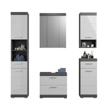 Badezimmer-Set >Scout< in Rauchsilber/Weiß hochglanz - 164x191x34cm (BxHxT)