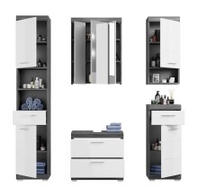 Badezimmer-Set >Scout< in Rauchsilber/Weiß hochglanz - 164x191x34cm (BxHxT)