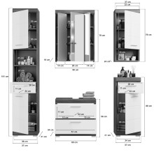 Badezimmer-Set >Scout< in Rauchsilber/Weiß hochglanz - 164x191x34cm (BxHxT)