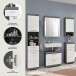 Badezimmer-Set >Scout< in Rauchsilber/Weiß hochglanz - 164x191x34cm (BxHxT)