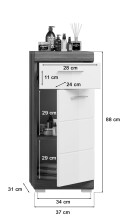 Badezimmer-Set >Scout< in Rauchsilber/Weiß hochglanz - 112x191x34cm (BxHxT)
