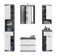 Badezimmer-Set >Scout< in Rauchsilber/Weiß hochglanz - 164x191x34cm (BxHxT)