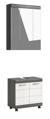Badezimmer-Set >Scout< in Rauchsilber/Weiß hochglanz - 60x191x34cm (BxHxT)