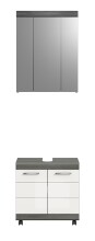 Badezimmer-Set >Scout< in Rauchsilber/Weiß hochglanz - 60x191x34cm (BxHxT)