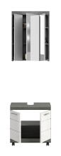 Badezimmer-Set >Scout< in Rauchsilber/Weiß hochglanz - 60x191x34cm (BxHxT)