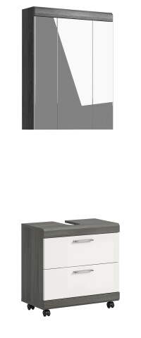 Badezimmer-Set >Scout< in Rauchsilber/Weiß hochglanz - 60x191x34cm (BxHxT)