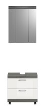 Badezimmer-Set >Scout< in Rauchsilber/Weiß hochglanz - 60x191x34cm (BxHxT)