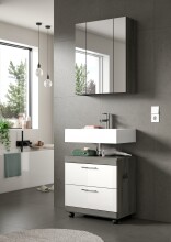 Badezimmer-Set >Scout< in Rauchsilber/Weiß hochglanz - 60x191x34cm (BxHxT)