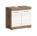 Waschbeckenunterschrank >Wave< in Nox Oak Dekor / Weiß - 60x56x34cm (BxHxT)
