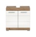 Waschbeckenunterschrank >Wave< in Nox Oak Dekor / Weiß - 60x56x34cm (BxHxT)