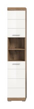 Hochschrank >Wave< in Nox Oak Nachbildung/Weiß hochglanz - 37x191x31cm (BxHxT)