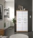 Hochschrank >Wave< in Nox Oak Nachbildung/Weiß hochglanz - 74x141x31cm (BxHxT)