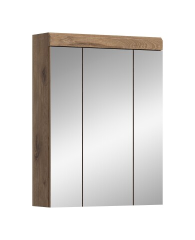 Badezimmerspiegelschrank >Wave< in Nox Oak Dekor / Spiegel - 60x79x18cm (BxHxT)