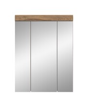 Badezimmerspiegelschrank >Wave< in Nox Oak Dekor / Spiegel - 60x79x18cm (BxHxT)