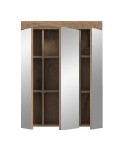 Badezimmerspiegelschrank >Wave< in Nox Oak Dekor / Spiegel - 60x79x18cm (BxHxT)