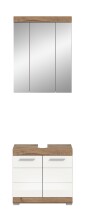 Badezimmer-Set >Wave< in Nox Oak Nachbildung/Weiß hochglanz - 60x191x34 (BxHxT)