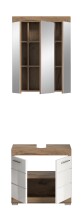 Badezimmer-Set >Wave< in Nox Oak Nachbildung/Weiß hochglanz - 60x191x34 (BxHxT)