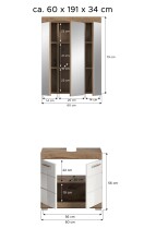 Badezimmer-Set >Wave< in Nox Oak Nachbildung/Weiß hochglanz - 60x191x34 (BxHxT)