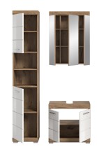 Badezimmer-Set >Wave< in Nox Oak Nachbildung/Weiß hochglanz - 112x191x34 (BxHxT)