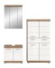 Badezimmer-Set >Wave< in Nox Oak Nachbildung/Weiß hochglanz - 149x191x34 (BxHxT)