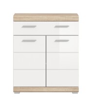 Hochschrank >Lambada< in Eiche Sonoma Dekor /Weiß hochglanz - 74x88x31cm (BxHxT)
