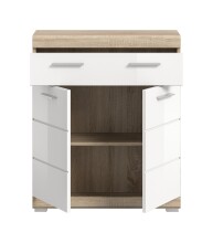 Hochschrank >Lambada< in Eiche Sonoma Dekor /Weiß hochglanz - 74x88x31cm (BxHxT)