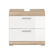 Waschbeckenunterschrank >Lambada< in Eiche Dekor / Weiß - 60x56x34cm (BxHxT)