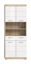 Hochschrank >Lambada< in Eiche Sonoma Dekor / Weiß hochglanz - 74x191x31 (BxHxT)