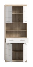 Hochschrank >Lambada< in Eiche Sonoma Dekor / Weiß hochglanz - 74x191x31 (BxHxT)