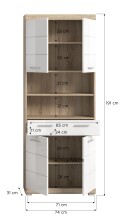 Hochschrank >Lambada< in Eiche Sonoma Dekor / Weiß hochglanz - 74x191x31 (BxHxT)