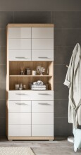 Hochschrank >Lambada< in Eiche Sonoma Dekor / Weiß hochglanz - 74x191x31 (BxHxT)