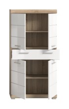 Midischrank >Lambada< in Eiche Sonoma Dekor / Weiß hochglanz - 74x141x31 (BxHxT)
