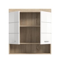 Hängeschrank >Lambada< in Eiche Sonoma Dekor / Weiß hochglanz - 74x79x24 (BxHxT)
