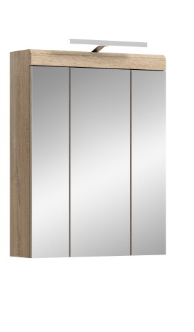 Badezimmerspiegelschrank >Lambada< in Eiche Dekor / Spiegel - 60x79x18cm (BxHxT)