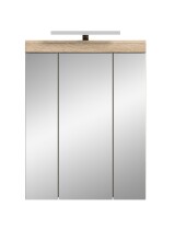 Badezimmerspiegelschrank >Lambada< in Eiche Dekor / Spiegel - 60x79x18cm (BxHxT)