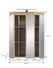 Badezimmerspiegelschrank >Lambada< in Eiche Dekor / Spiegel - 60x79x18cm (BxHxT)