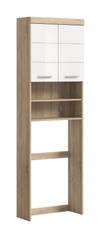 Waschmaschinenumbauschrank >Lambada< in Eiche Dekor / Weiß - 63x191x24cm (BxHxT)