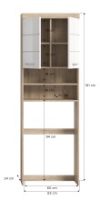 Waschmaschinenumbauschrank >Lambada< in Eiche Dekor / Weiß - 63x191x24cm (BxHxT)