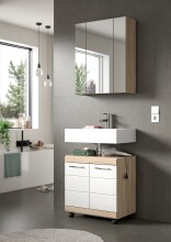 Waschbeckenunterschrank >Lambada< in Eiche Dekor / Weiß - 60x60x34cm (BxHxT)