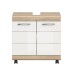 Waschbeckenunterschrank >Lambada< in Eiche Dekor / Weiß - 60x60x34cm (BxHxT)